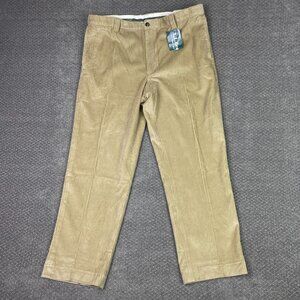 LL Bean Country Corduroy Pants Men's 40 x 32 Khaki Pleated Comfort Waist